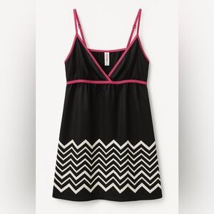 Black and White Chevron Dress with Pink Trim